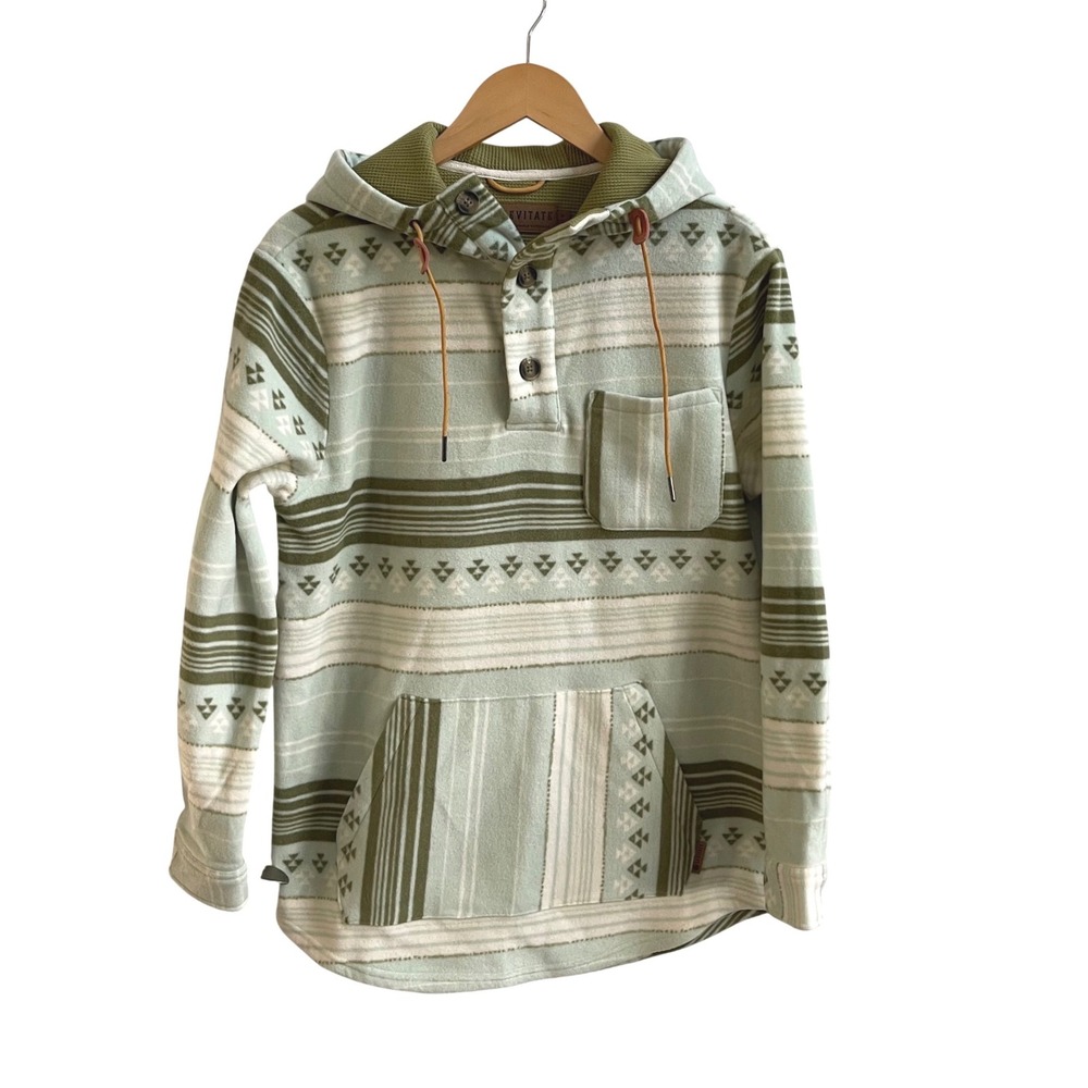 Levitate Fleece Hoodie Women S Green Southwestern Gorpcore Henley Pullover